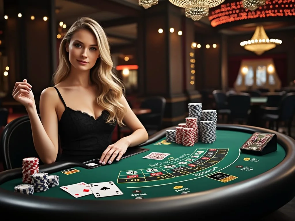 Tampilan ruang kasino live SVIP2 dengan meja dealer